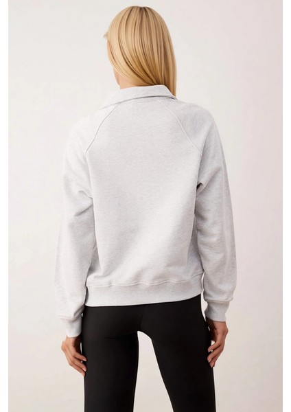 Kadın Polo Yaka Reglan Kol %100 Pamuk Sweatshirt Fonksiyonel Dayanıklı Kaliteli Konforlu Şık fırsatları