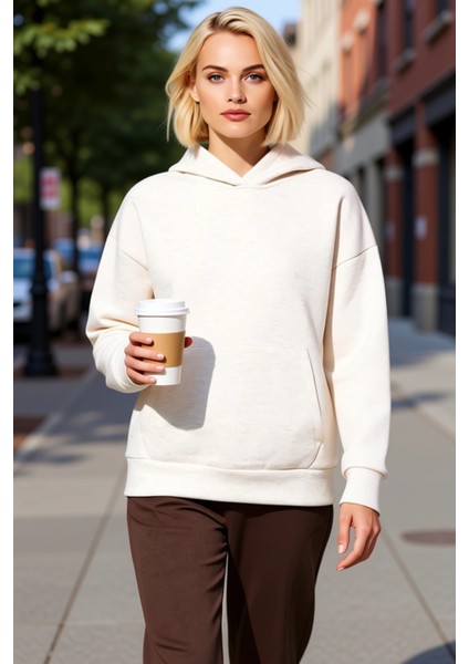 Kadın Kapüşonlu Düşük Kol Geniş Kalıp Örme Sweatshirt Fonksiyonel Dayanıklı Kaliteli Rahat fiyatları