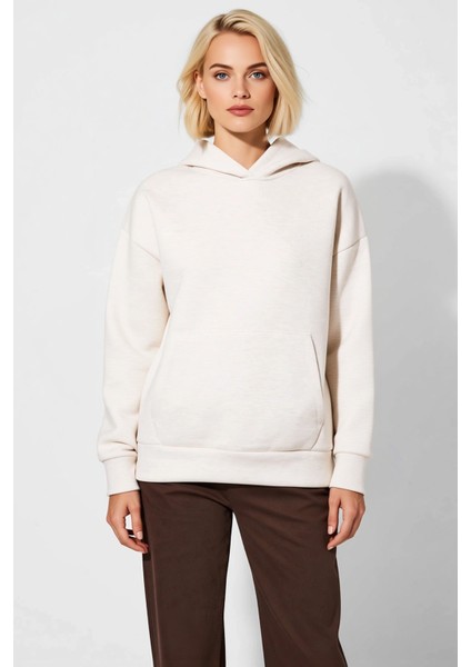 Kadın Kapüşonlu Düşük Kol Geniş Kalıp Örme Sweatshirt Fonksiyonel Dayanıklı Kaliteli Rahat modelleri