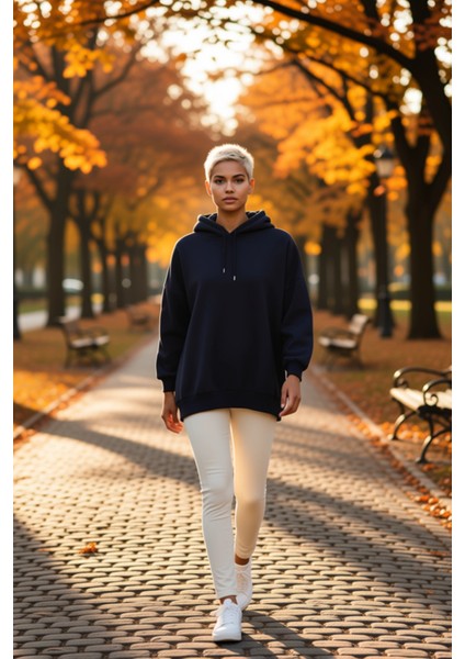 Kadın Kapüşonlu Düşük Kol Örme Geniş Kalıp Sweatshirt Fonksiyonel Dayanıklı Kaliteli Rahat