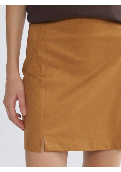 Xsıde Kahverengi Beli Fermuarlı Süet Mini Etek modelleri