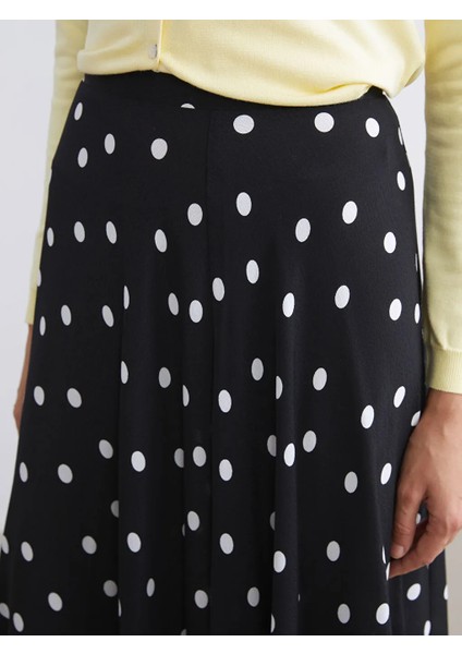 Lcw Vision Siyah Beli Fermuarlı Puantiyeli Şifon Kloş Etek modelleri