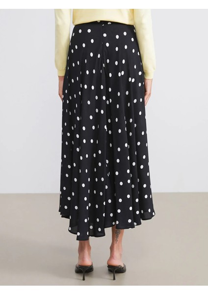 Lcw Vision Siyah Beli Fermuarlı Puantiyeli Şifon Kloş Etek fırsatları