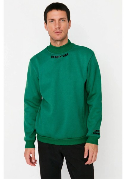 Erkek Balıkçı Yaka Standart Kol Regular Kalıp Nakışlı Sweatshirt Fonksiyonel Dayanıklı Şık modelleri