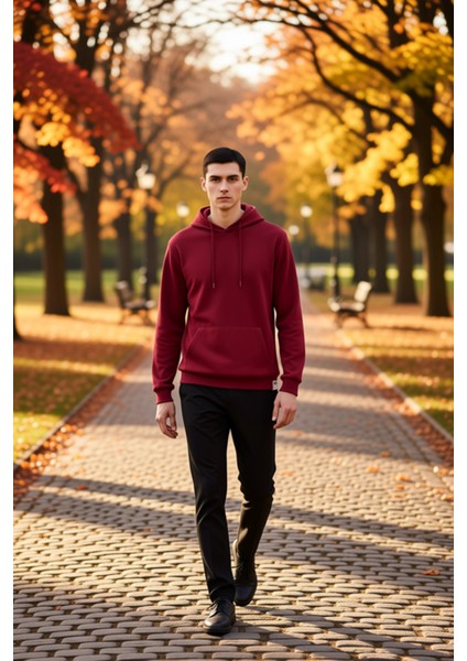 Erkek Kapüşonlu Standart Kol Regular Kalıp Slogan Desenli Sweatshirt Fonksiyonel Dayanıklı