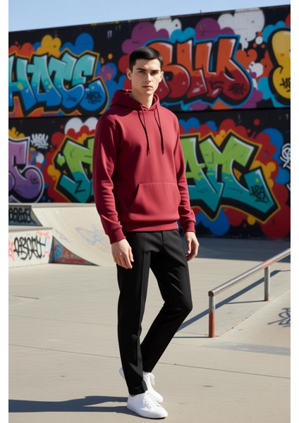 Erkek Kapüşonlu Standart Kol Regular Kalıp Slogan Desenli Sweatshirt Fonksiyonel Dayanıklı indirimleri