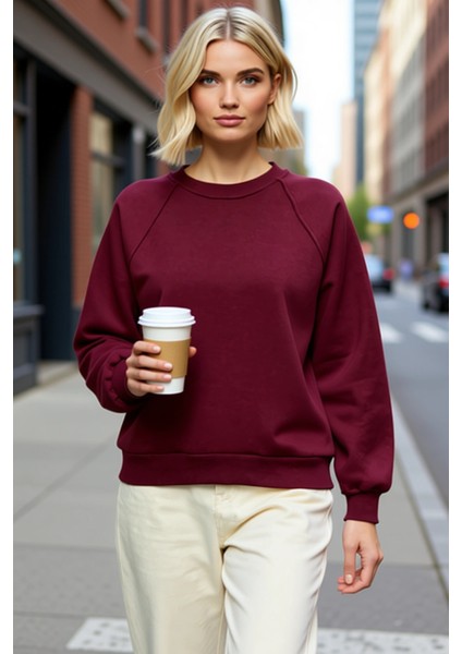 Kadın Bisiklet Yaka Reglan Kol Düz Örme Sweatshirt Fonksiyonel Dayanıklı Kaliteli Konforlu fiyatları