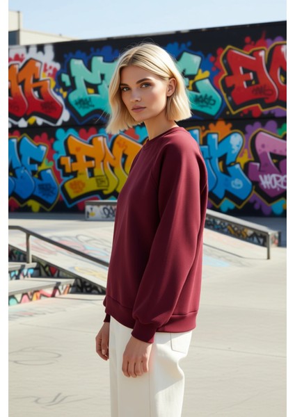 Kadın Bisiklet Yaka Reglan Kol Düz Örme Sweatshirt Fonksiyonel Dayanıklı Kaliteli Konforlu indirimleri