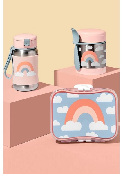 Skip Hop Zoo Pipetli Paslanmaz Çelik Suluk 350 ml Gökkuşağı modelleri