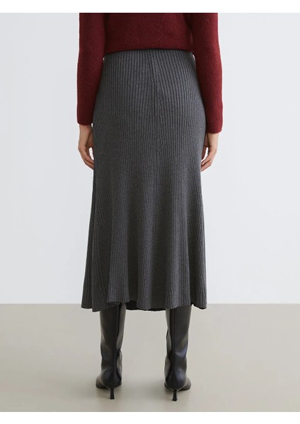 Soulife Gri Beli Lastikli Kloş Triko Etek fırsatları