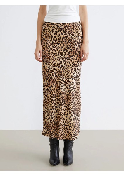 Lcw Vision Kahverengi Beli Lastikli Leopar Desenli A Kesim Saten Etek fiyatları