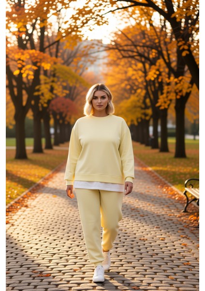 Kadın Bisiklet Yaka Düşük Kol Oversize Ince Örme Sweatshirt Fonksiyonel Dayanıklı Kaliteli