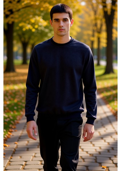 Erkek Bisiklet Yaka Standart Kol Regular Kalıp Polar Sweatshirt Fonksiyonel Dayanıklı Spor