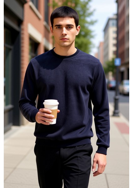 Erkek Bisiklet Yaka Standart Kol Regular Kalıp Polar Sweatshirt Fonksiyonel Dayanıklı Spor fiyatları