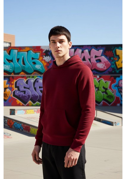 Erkek Kapüşonlu Standart Kol Ottoman Dokuma Regular Kalıp Sweatshirt Fonksiyonel Dayanıklı indirimleri