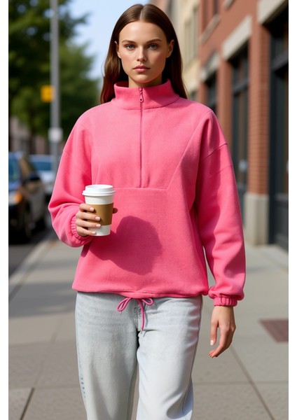 Kadın Dik Yaka Fermuarlı Polar Regular Kalıp Sweatshirt Fonksiyonel Dayanıklı Kaliteli Şık fiyatları
