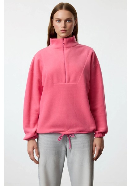 Kadın Dik Yaka Fermuarlı Polar Regular Kalıp Sweatshirt Fonksiyonel Dayanıklı Kaliteli Şık modelleri