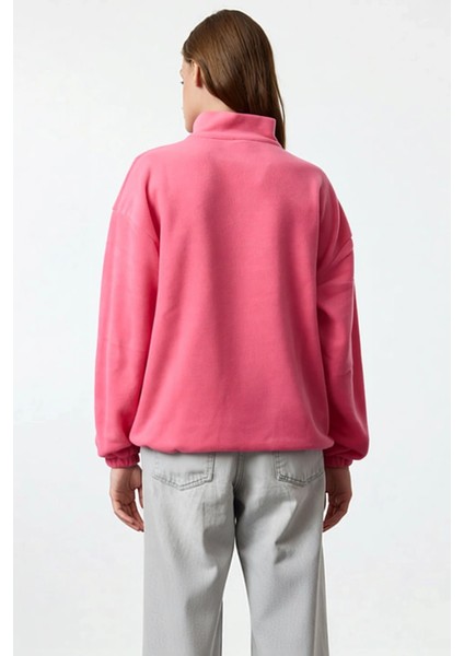 Kadın Dik Yaka Fermuarlı Polar Regular Kalıp Sweatshirt Fonksiyonel Dayanıklı Kaliteli Şık fırsatları