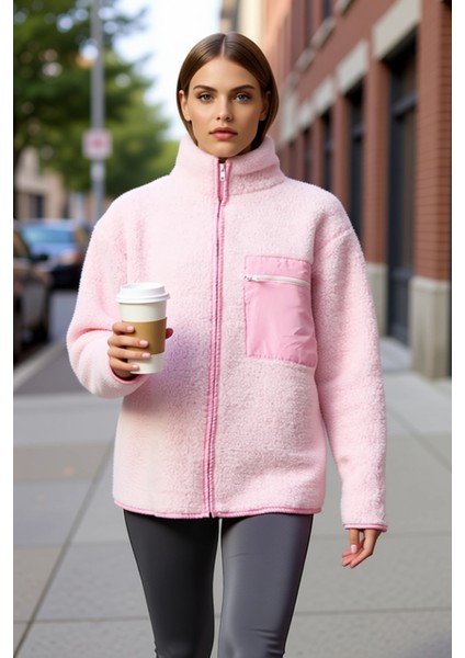 Kadın Dik Yaka Düşük Kol Tam Fermuarlı Peluş Sweatshirt Fonksiyonel Dayanıklı Kaliteli Şık fiyatları