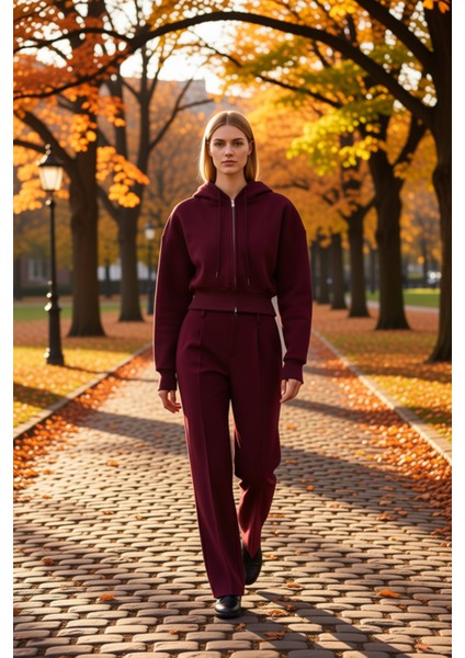 Kadın Kapüşonlu Fermuarlı Uzun Kollu Örme Sweatshirt Fonksiyonel Dayanıklı Kaliteli Modern