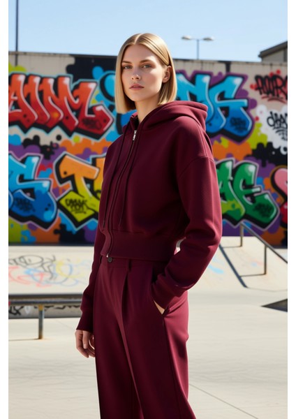 Kadın Kapüşonlu Fermuarlı Uzun Kollu Örme Sweatshirt Fonksiyonel Dayanıklı Kaliteli Modern indirimleri