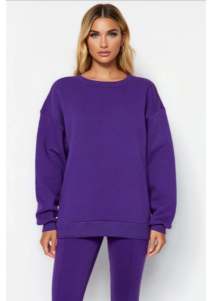 Kadın Bisiklet Yaka Düşük Kol Oversize Kalın Örme Sweatshirt Fonksiyonel Dayanıklı Estetik modelleri