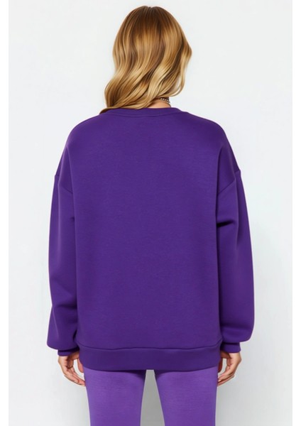 Kadın Bisiklet Yaka Düşük Kol Oversize Kalın Örme Sweatshirt Fonksiyonel Dayanıklı Estetik fırsatları