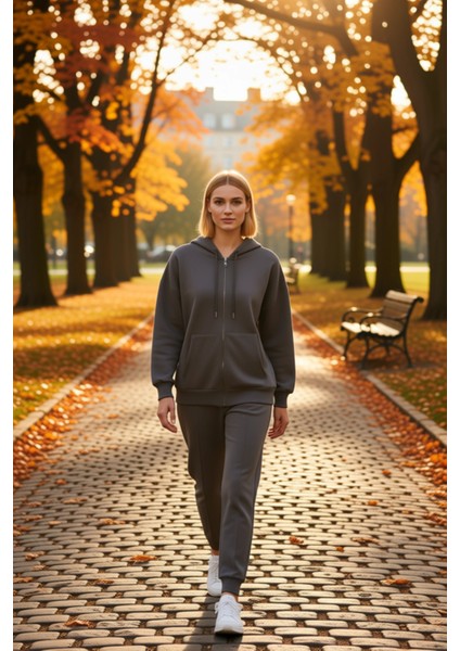 Kadın Kapüşonlu Düşük Kol Fermuarlı Sweatshirt Uzun Kollu Kalıp Fonksiyonel Dayanıklı Spor