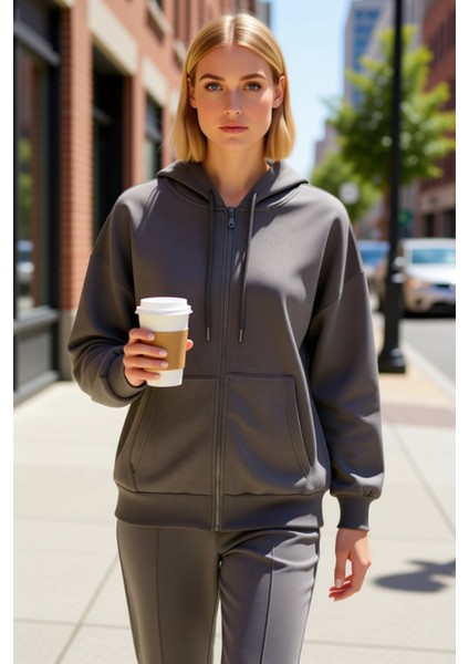 Kadın Kapüşonlu Düşük Kol Fermuarlı Sweatshirt Uzun Kollu Kalıp Fonksiyonel Dayanıklı Spor fiyatları