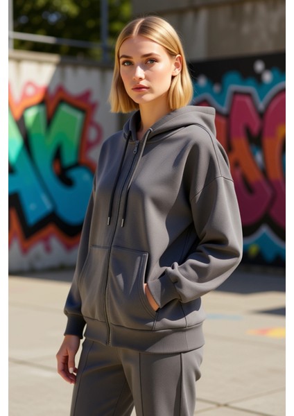 Kadın Kapüşonlu Düşük Kol Fermuarlı Sweatshirt Uzun Kollu Kalıp Fonksiyonel Dayanıklı Spor indirimleri