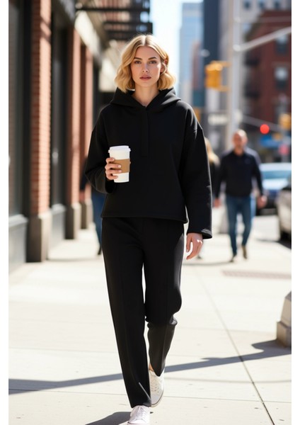 Kadın Kapüşonlu Düşük Kol Oversize Örme Sweatshirt Fonksiyonel Dayanıklı Kaliteli Konforlu fiyatları