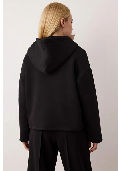 Kadın Kapüşonlu Düşük Kol Oversize Örme Sweatshirt Fonksiyonel Dayanıklı Kaliteli Konforlu fırsatları