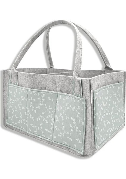 Babyjem Keçe Anne Bebek Bakım Çantası 772 Yeşil Çiçek