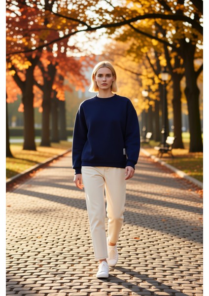 Kadın Bisiklet Yaka Düşük Kol Uzun Kollu Regular Kalıp Örme Sweatshirt Fonksiyonel Estetik