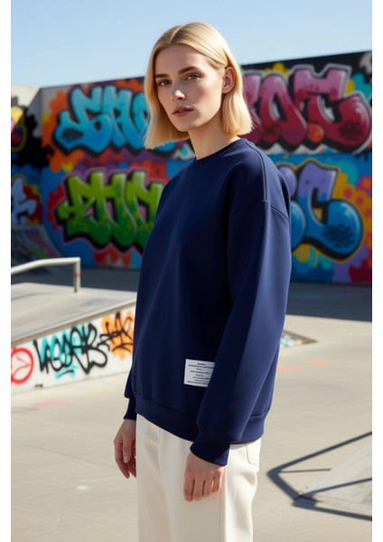 Kadın Bisiklet Yaka Düşük Kol Uzun Kollu Regular Kalıp Örme Sweatshirt Fonksiyonel Estetik indirimleri