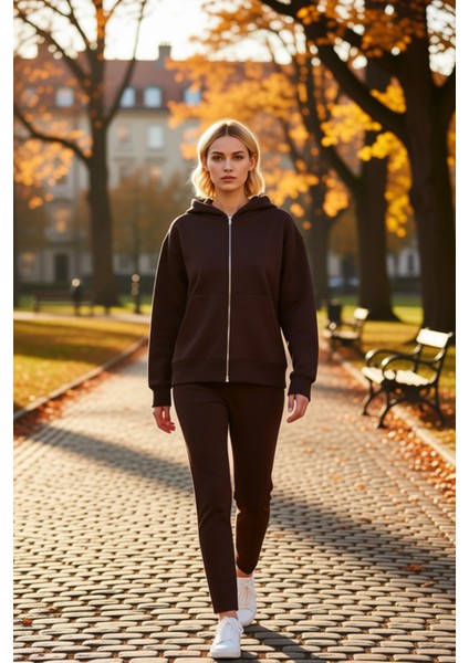 Kadın Kapüşonlu Düşük Kol Fermuarlı Örme Sweatshirt Fonksiyonel Dayanıklı Kaliteli Estetik