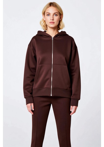 Kadın Kapüşonlu Düşük Kol Fermuarlı Örme Sweatshirt Fonksiyonel Dayanıklı Kaliteli Estetik modelleri