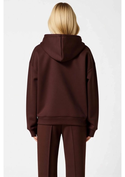 Kadın Kapüşonlu Düşük Kol Fermuarlı Örme Sweatshirt Fonksiyonel Dayanıklı Kaliteli Estetik fırsatları