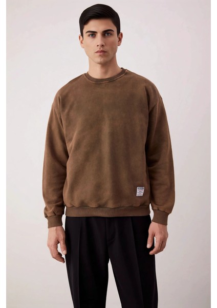 Erkek Bisiklet Yaka Standart Kol %100 Pamuk Oversize Sweatshirt Fonksiyonel Dayanıklı Spor modelleri