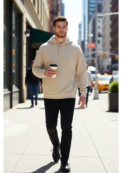 Erkek Kapüşonlu Düşük Kol Uzun Kollu Oversize Kalıp Sweatshirt Fonksiyonel Dayanıklı Rahat fiyatları