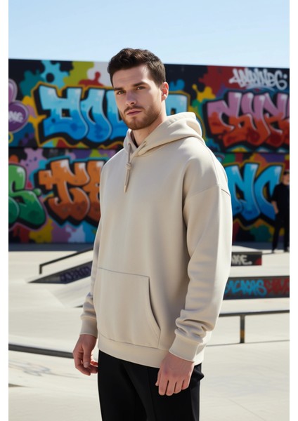 Erkek Kapüşonlu Düşük Kol Uzun Kollu Oversize Kalıp Sweatshirt Fonksiyonel Dayanıklı Rahat indirimleri