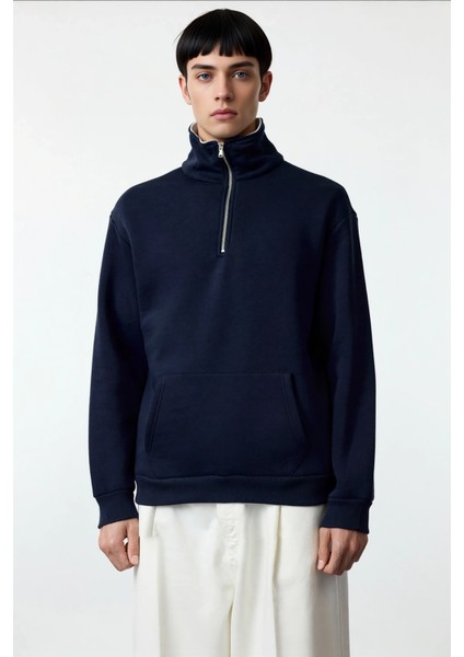 Erkek Fermuarlı Dik Yaka Düşük Kol Nakışlı Sweatshirt Fonksiyonel Dayanıklı Kaliteli Rahat modelleri