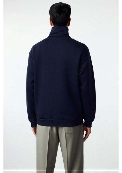 Erkek Fermuarlı Dik Yaka Düşük Kol Nakışlı Sweatshirt Fonksiyonel Dayanıklı Kaliteli Rahat fırsatları