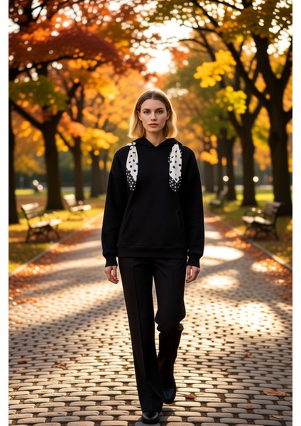 Kadın Oversize Fular Yaka Uzun Kollu Örme Sweatshirt Fonksiyonel Dayanıklı Kaliteli Modern