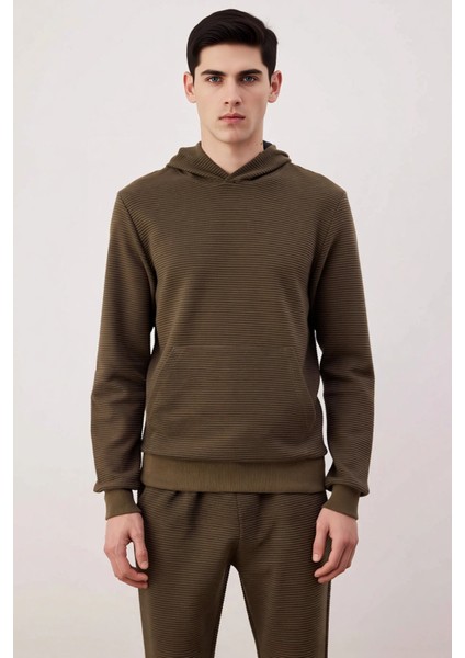 Erkek Kapüşonlu Standart Kol Ottoman Dokuma Regular Kalıp Sweatshirt Fonksiyonel Dayanıklı modelleri