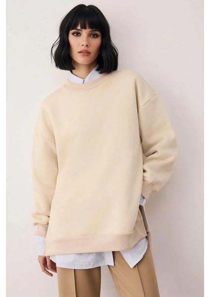 Kadın Bisiklet Yaka Düşük Kol Oversize Kalın Örme Sweatshirt Fonksiyonel Dayanıklı Estetik modelleri