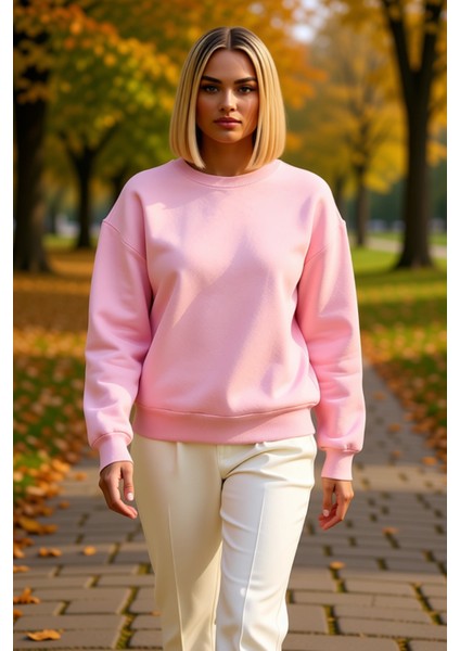 Kadın Bisiklet Yaka Düşük Kol Regular Kalıp Örme Sweatshirt Fonksiyonel Dayanıklı Kaliteli