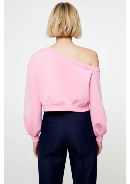 Kadın Asimetrik Yaka Düşük Kol Regular Kalıp Örme Sweatshirt Fonksiyonel Dayanıklı Estetik fırsatları