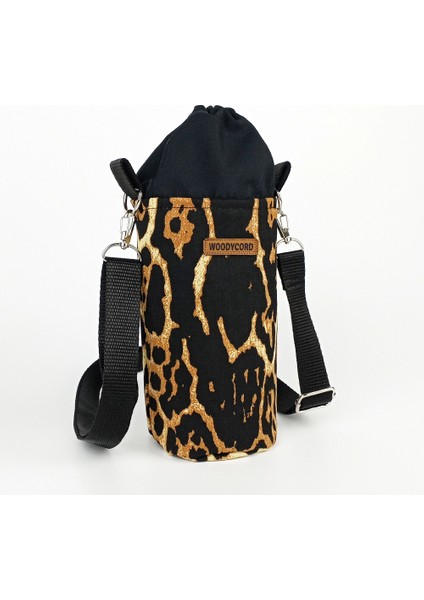 El Yapımı Büzgülü Leopar Desenli Matara Termos Kılıfı modelleri