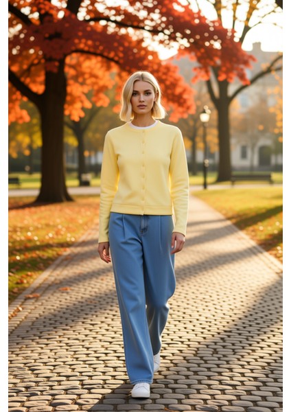 Kadın Bisiklet Yaka Standart Kol Düğmeli Regular Kalıp Örme Üst Fonksiyonel Dayanıklı Spor